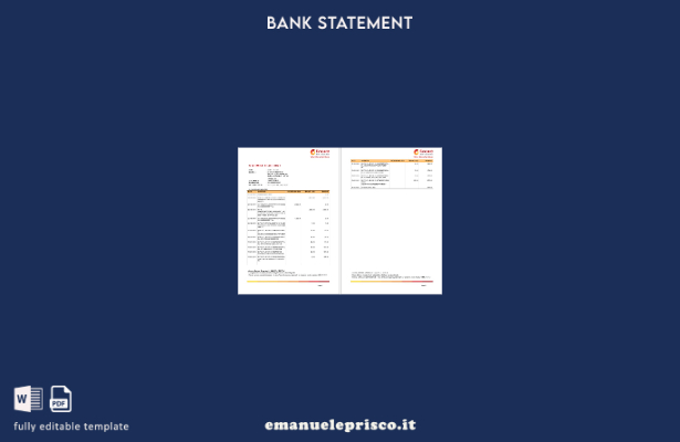 modello di versione word dell'estratto conto bancario India Fincare in stile ver